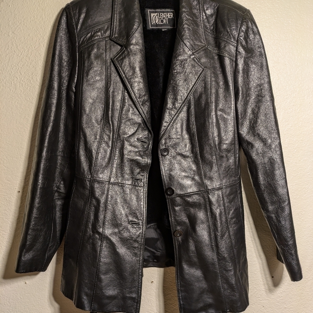 Leather loaf leather jacket size 13/14 vintage - Picture 3 of 15